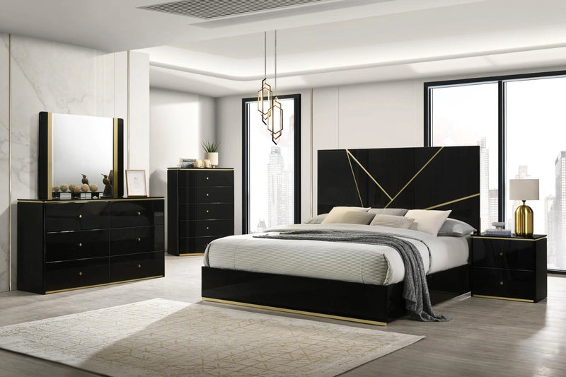 Black/Gold Line King Bed