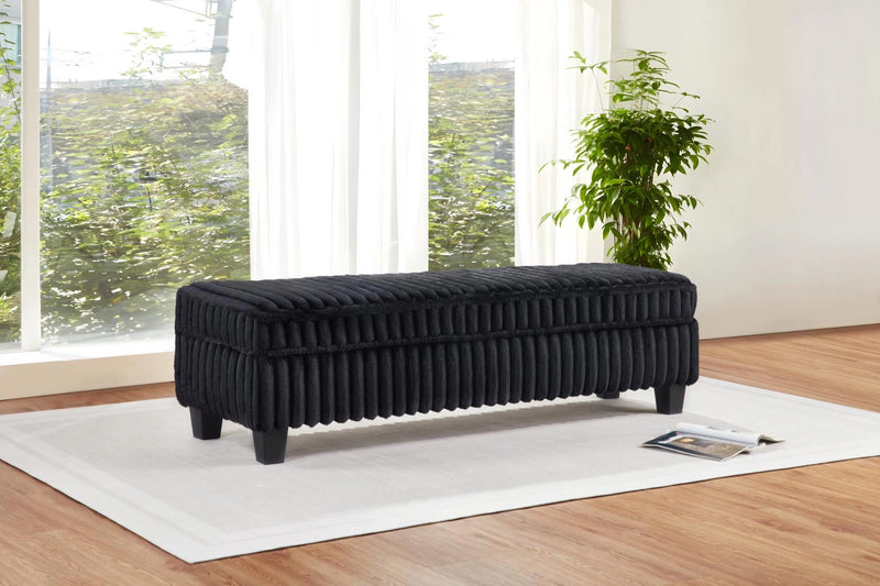 U320 Black Corduroy Ottoman