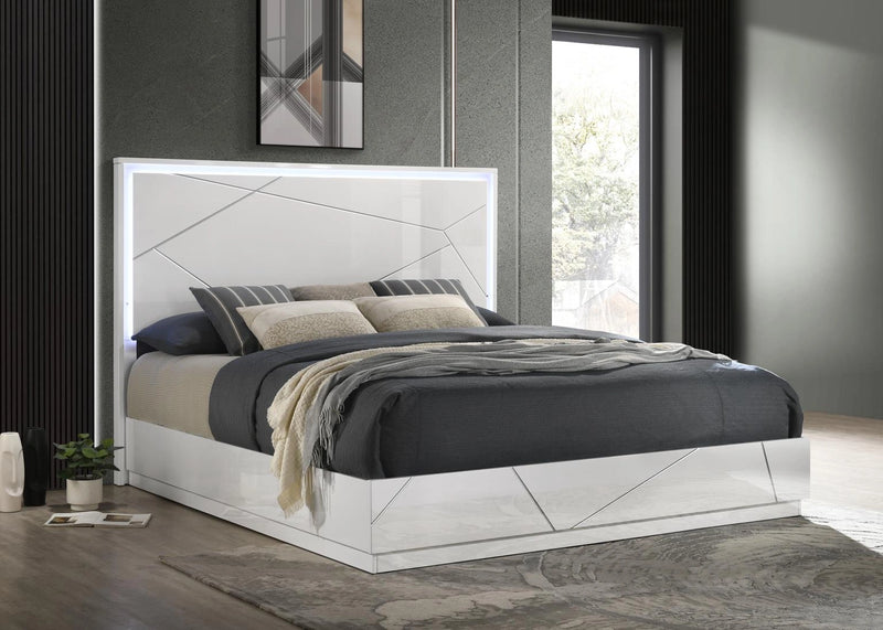 White/Gray Line King Bed