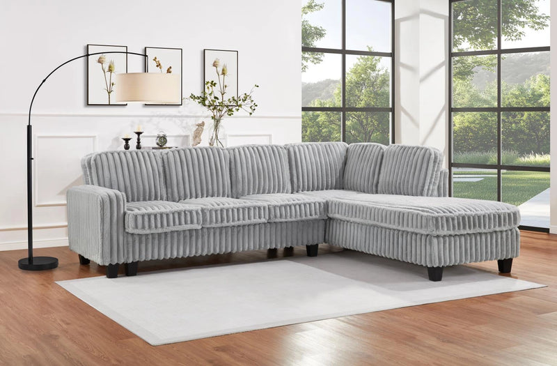 U321 Gray Corduroy 2 Pc Sectional