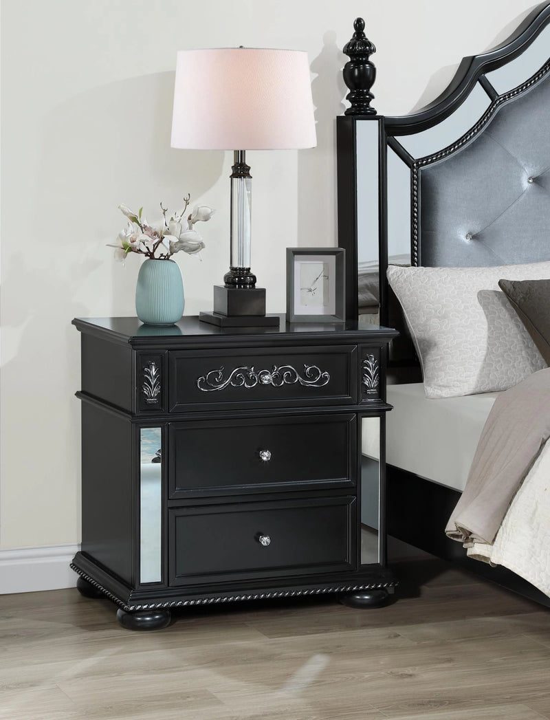 B091 Black Night Stand