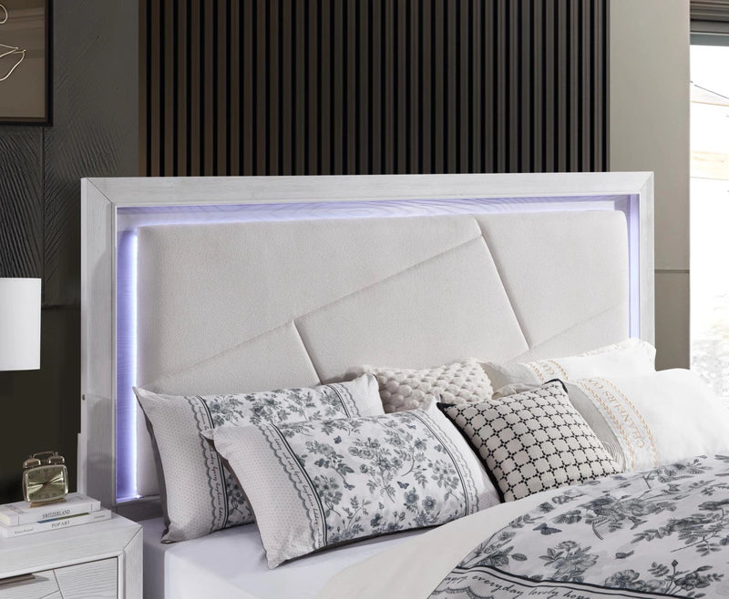 Led Queen Bed Antique White
