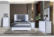 Ylime Smooth White Nightstand with LED