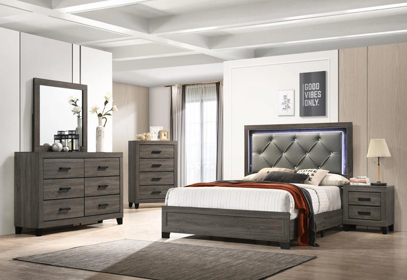 B376 Twin Bed Frame-Dresser-Mirror