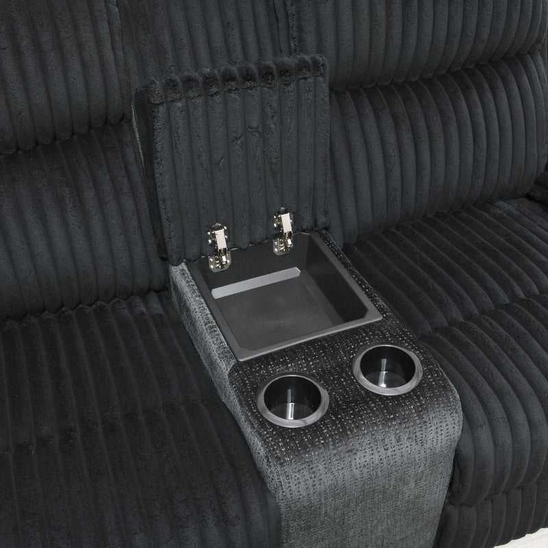 Black Corduroy Motion Loveseat