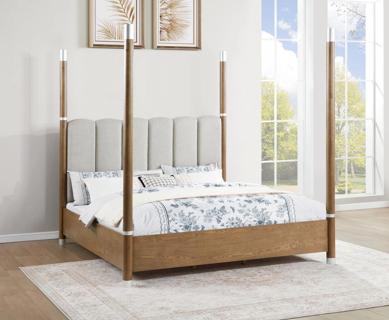 Warm Brown Canopy Queen Bed