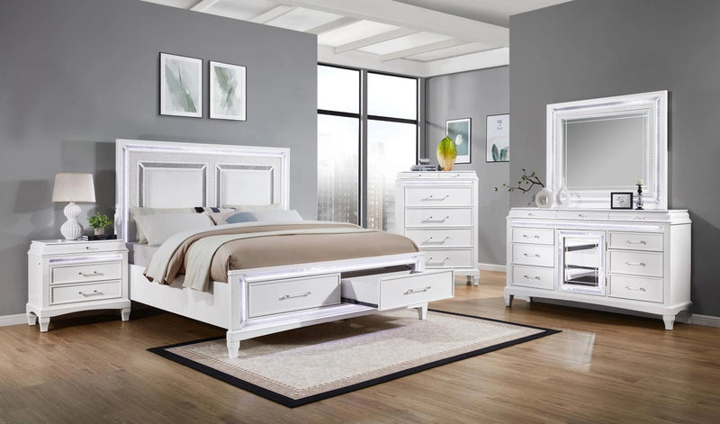White Led Queen Bed