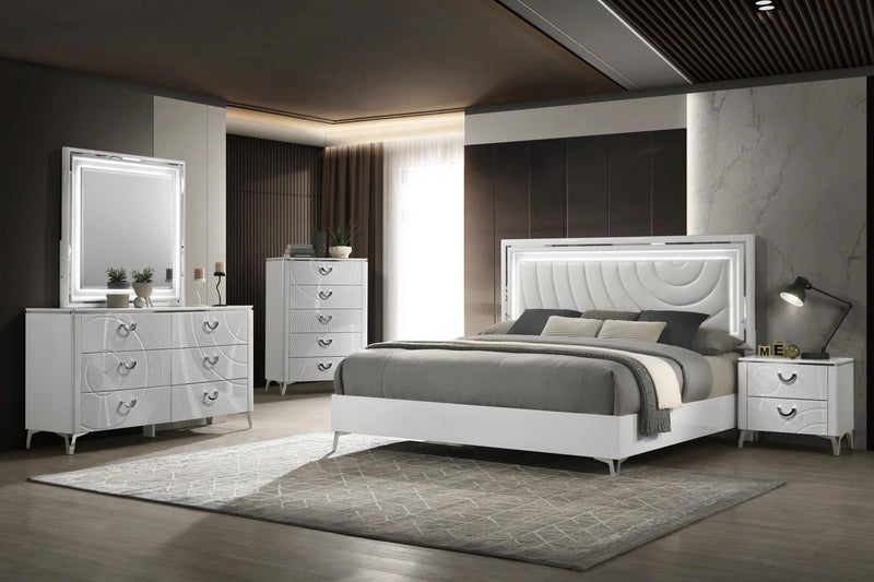 White Led King Bed