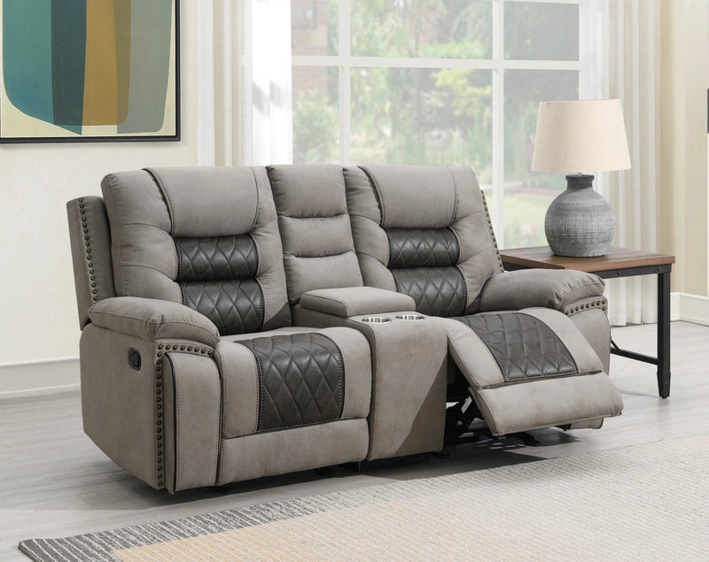 U142 Gray-Charcoal Motion Glider Loveseat