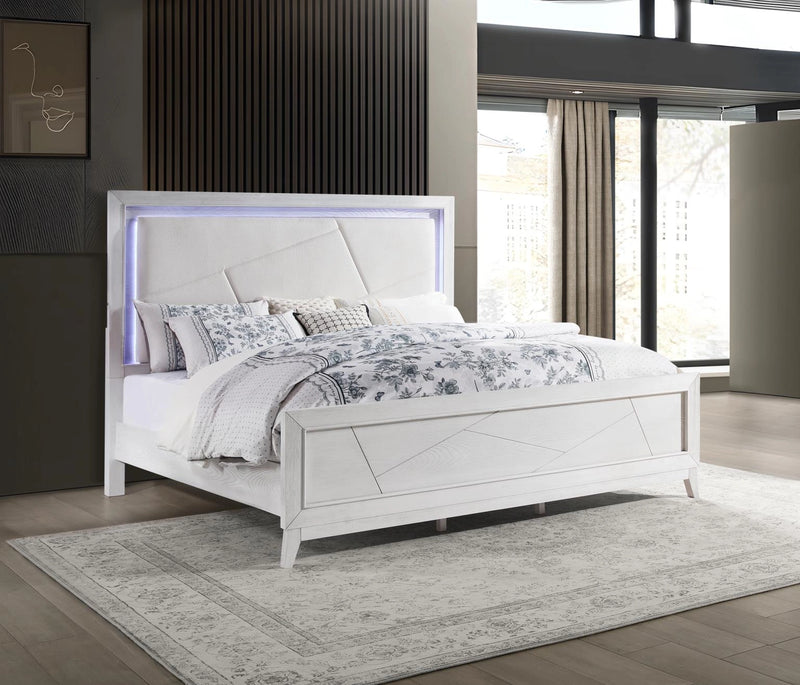 Led Queen Bed Antique White