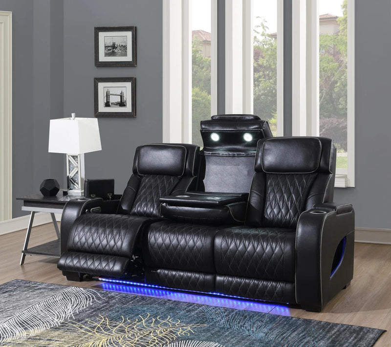 U70 Black Power Reclining With Pwr Headrest-Reading Light-Massage-Heat-Ambient Lighting-Storage